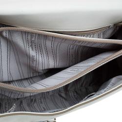 Pre Owned Salvatore Ferragamo Off White Leather Top Handle Bag