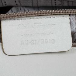 Pre Owned Salvatore Ferragamo Off White Leather Top Handle Bag