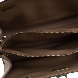 مملوكة مسبقًا Salvatore Ferragamo Brown Vertical Stripe Leather Marlene Tote