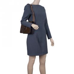 Pre Owned حقيبة كتف سلفاتوري فيراغامو غطاء خشب بني 