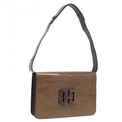 Pre Owned حقيبة كتف سلفاتوري فيراغامو غطاء خشب بني 