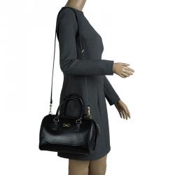 Pre Owned Salvatore Ferragamo Black Leather Bowling Bag