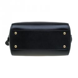 Pre Owned Salvatore Ferragamo Black Leather Bowling Bag