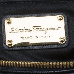 Pre Owned Salvatore Ferragamo Black Leather Bowling Bag