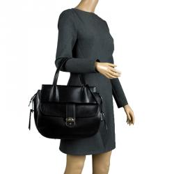 Pre Owned Salvatore Ferragamo Black Leather Mardea Tote