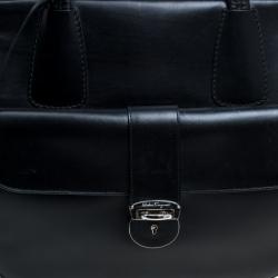 Pre Owned Salvatore Ferragamo Black Leather Mardea Tote