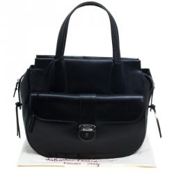 Pre Owned Salvatore Ferragamo Black Leather Mardea Tote