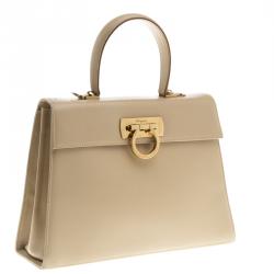 Pre Owned حقيبة سالفاتوري فيراغامو يد علوية كيلي جلد بيج