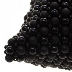 مملوكة مسبقًا حقيبة يد سالفاتوري فيراغامو بطانة فرو مع حواف جلد سحلية وخرز سوداء