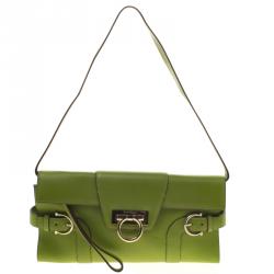 Pre Owned حقيبة كتف سالفاتوري فيراغامو جلد خضراء