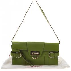 Pre Owned حقيبة كتف سالفاتوري فيراغامو جلد خضراء