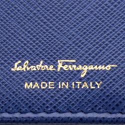 Pre Owned Salvatore Ferragamo Blue Leather Miss Vara Wallet On Chain