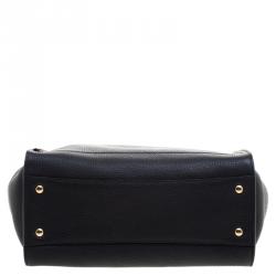 Pre Owned حقيبة يد سالفاتوري فيراغامو أمي متوسطة جلد سوداء