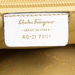 Pre Owned حقيبة كتف سالفاتوري فيراغامو أيقونة بامبو جلد بيضاء