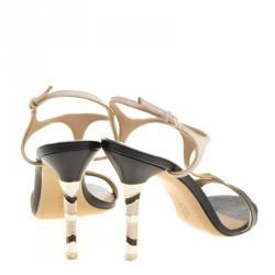 Salvatore Ferragamo Tricolor Reptile Embossed Leather And Suede Monroe T-Strap Sandals Size 40.5