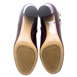 Pre Owned Salvatore Ferragamo Burgundy Leather Fiamma Ankle Boots Size 37