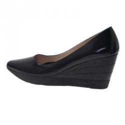 Pre Owned Salvatore Ferragamo Black Leather My Wings 55 Wedge Pumps Size 39