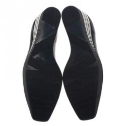 Pre Owned Salvatore Ferragamo Black Leather My Wings 55 Wedge Pumps Size 39