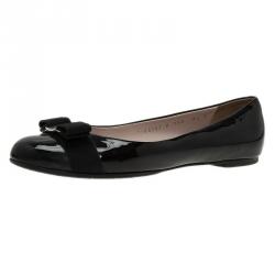 مملوكة مسبقًا Salvatore Ferragamo Black Leather Varina Ballet Flats Size 39