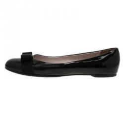 مملوكة مسبقًا Salvatore Ferragamo Black Leather Varina Ballet Flats Size 39