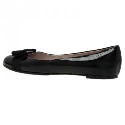 مملوكة مسبقًا Salvatore Ferragamo Black Leather Varina Ballet Flats Size 39