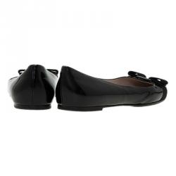 مملوكة مسبقًا Salvatore Ferragamo Black Leather Varina Ballet Flats Size 39