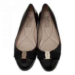 مملوكة مسبقًا Salvatore Ferragamo Black Leather Varina Ballet Flats Size 39
