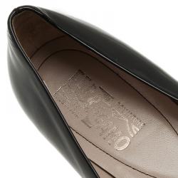 مملوكة مسبقًا Salvatore Ferragamo Black Leather Varina Ballet Flats Size 39