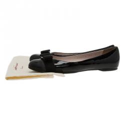 مملوكة مسبقًا Salvatore Ferragamo Black Leather Varina Ballet Flats Size 39