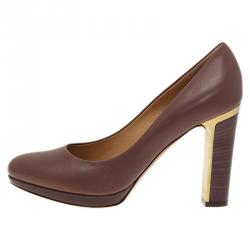 مملوكة مسبقًا Salvatore Ferragamo Purple Leather Platform Pumps Size 37.5