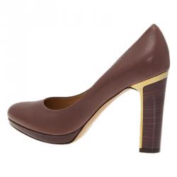 مملوكة مسبقًا Salvatore Ferragamo Purple Leather Platform Pumps Size 37.5