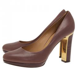 مملوكة مسبقًا Salvatore Ferragamo Purple Leather Platform Pumps Size 37.5