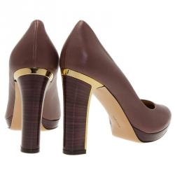 مملوكة مسبقًا Salvatore Ferragamo Purple Leather Platform Pumps Size 37.5