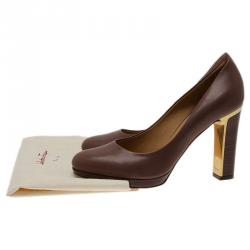 مملوكة مسبقًا Salvatore Ferragamo Purple Leather Platform Pumps Size 37.5