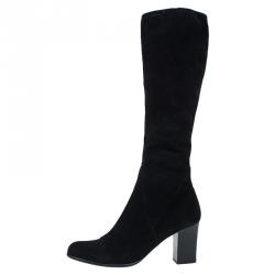 Pre Owned Salvatore Ferragamo Black Suede Knee Boots Size 40