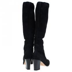 Pre Owned Salvatore Ferragamo Black Suede Knee Boots Size 40