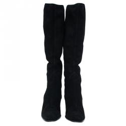 Pre Owned Salvatore Ferragamo Black Suede Knee Boots Size 40