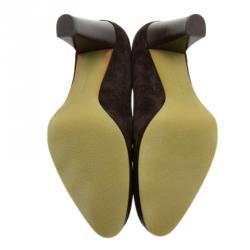 مملوكة مسبقًا Salvatore Ferragamo Brown Suede Buckle Detail Platform Pumps Size 38.5