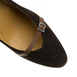 مملوكة مسبقًا Salvatore Ferragamo Brown Suede Buckle Detail Platform Pumps Size 38.5