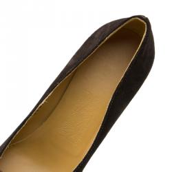 مملوكة مسبقًا Salvatore Ferragamo Brown Suede Buckle Detail Platform Pumps Size 38.5