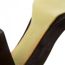 مملوكة مسبقًا Salvatore Ferragamo Brown Suede Buckle Detail Platform Pumps Size 38.5