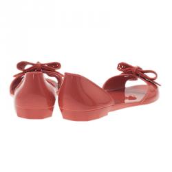 Pre Owned فلات سالفاتوري فيراغامو بريتا دانتيل بفيونكة جيلي وردي مقاس 39.5