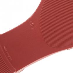 Pre Owned فلات سالفاتوري فيراغامو بريتا دانتيل بفيونكة جيلي وردي مقاس 39.5