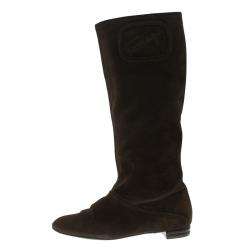 Pre Owned Salvatore Ferragamo Brown Suede 'My Sweet' Boots Size 38