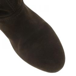 Pre Owned Salvatore Ferragamo Brown Suede 'My Sweet' Boots Size 38