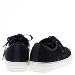 Pre Owned Salvatore Ferragamo Blue Felt Sneakers Size 39.5