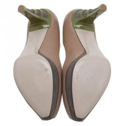 Pre Owned Salvatore Ferragamo Brown Leather Peep Toe Platform Pumps Size 38.5