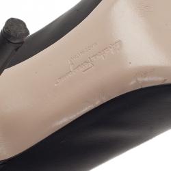 مملوكة مسبقًا Salvatore Ferragamo Black Leather Fiberia Peep Toe Pumps Size 40
