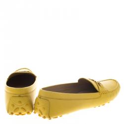 Pre Owned حذاء لوفرز سالفاتوري فيراغامو سابا جلد أصفر مستردة مقاس 41