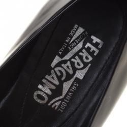 Pre Owned Salvatore Ferragamo Black Patent Leather Varina Ballet Flats Size 38.5